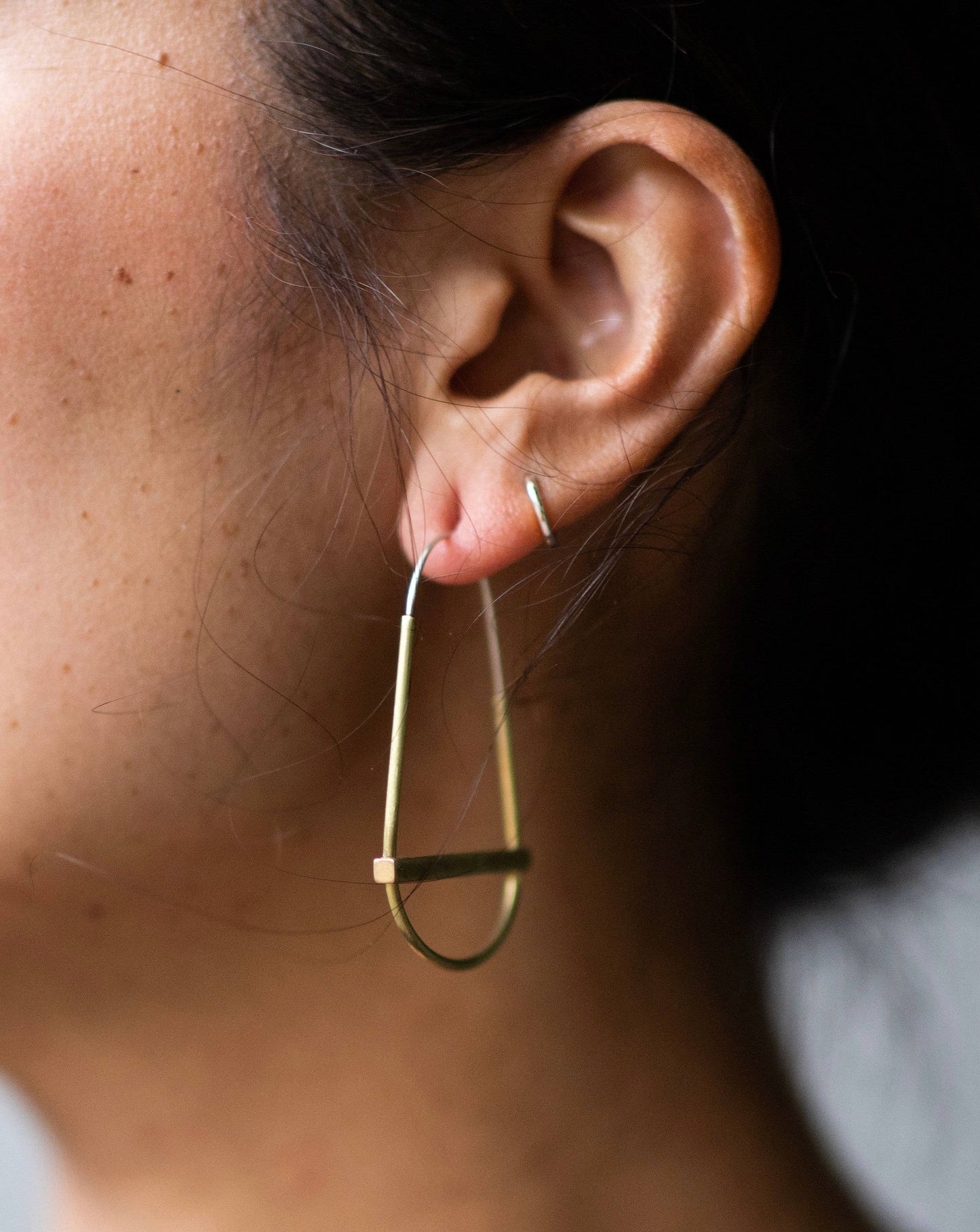 Brass Bar Hoops