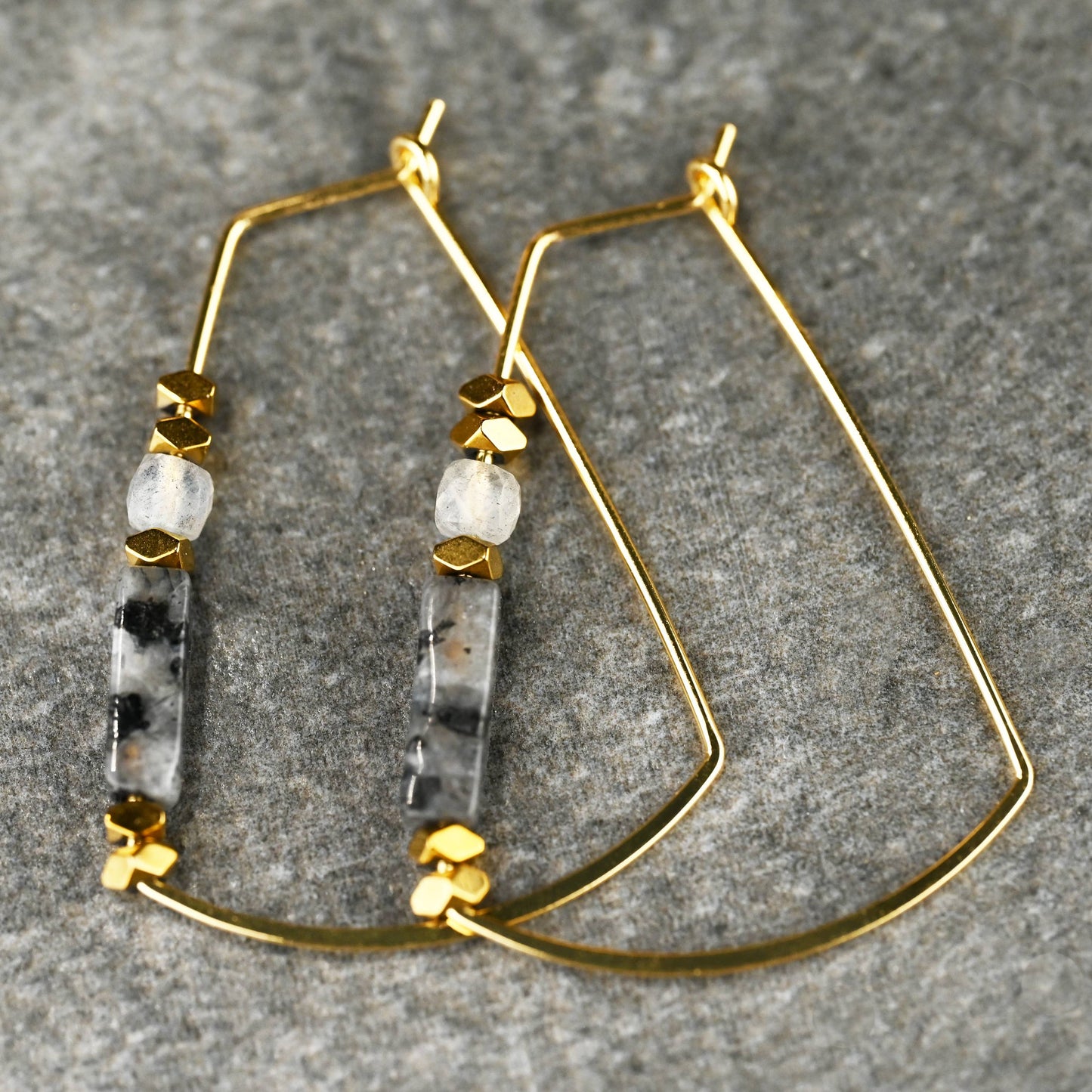 Modern Trapezoid Wire Semi Precious Combinations