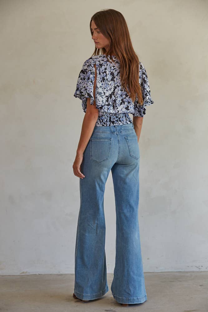 Petra Woven Floral V-Neck Top