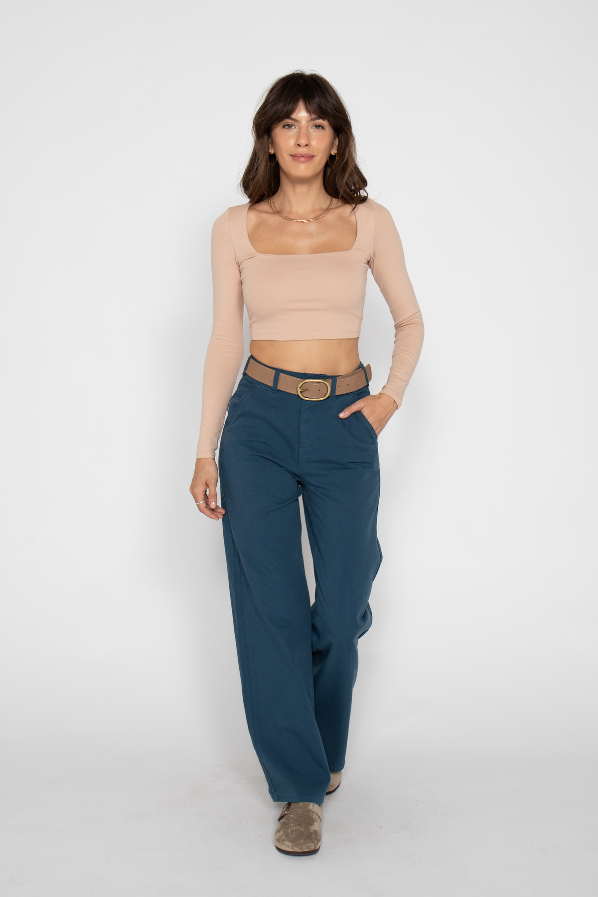 Flora Stretch High Rise Trouser, Majolica Blue