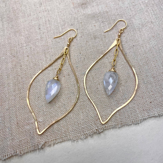 Moonstone Petal Drop Earrings