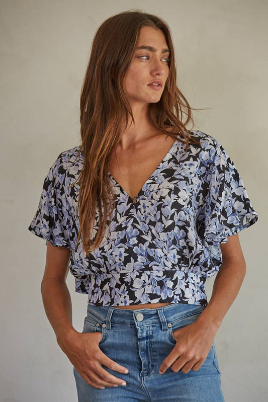 Woven Floral V-Neck Top