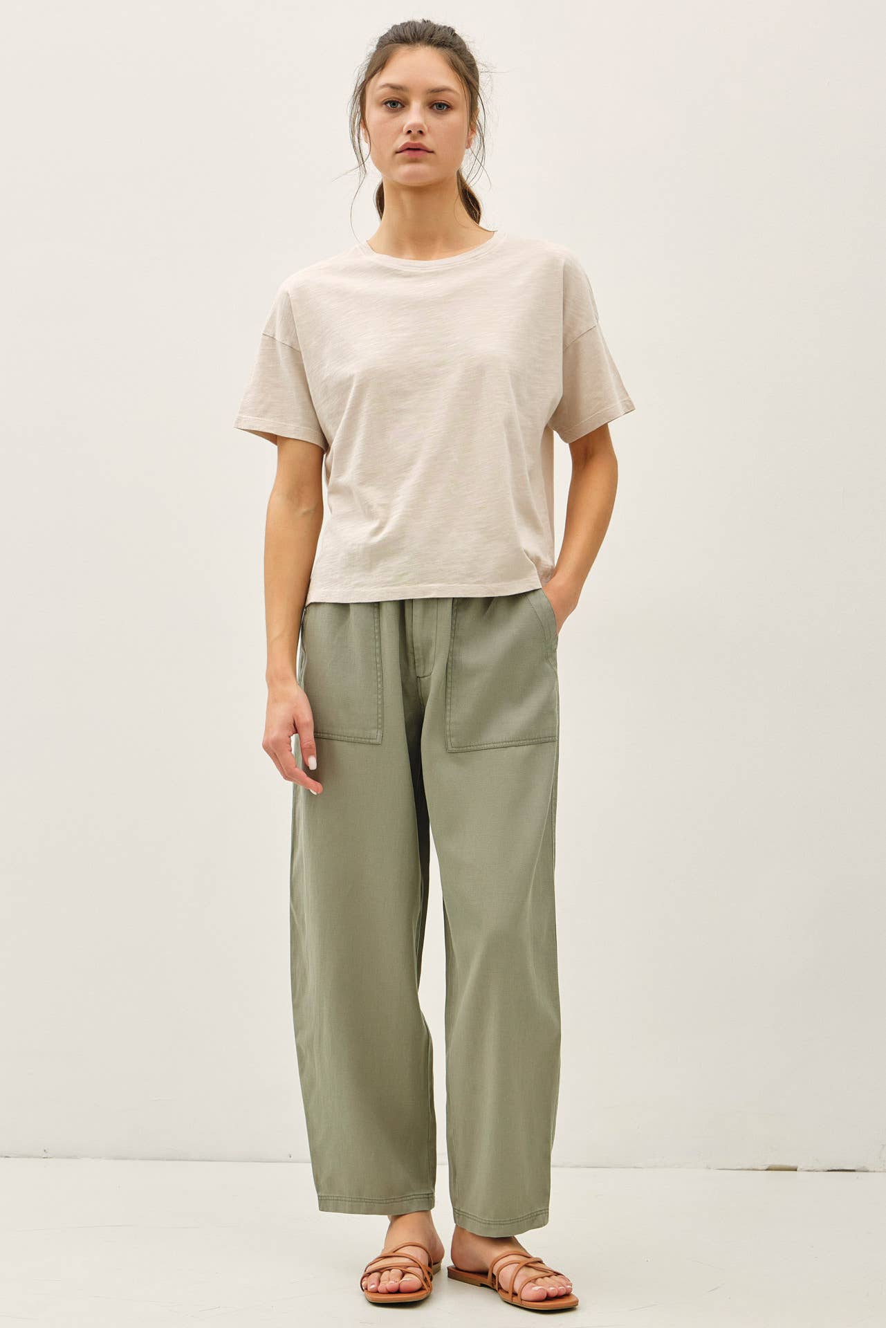 Vanya Linen Blend Barrel Pants