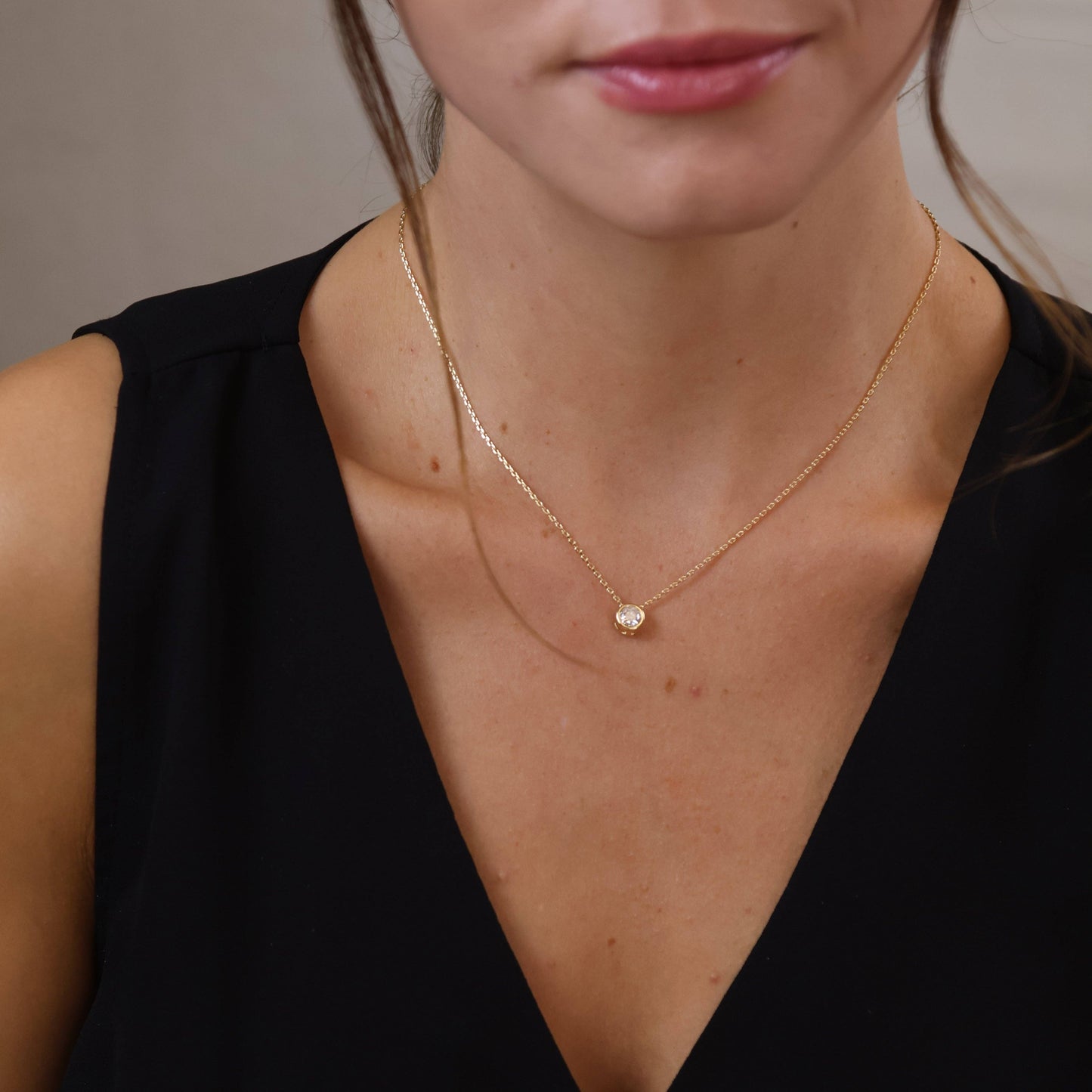 18k Gold Filled Solitaire Necklace