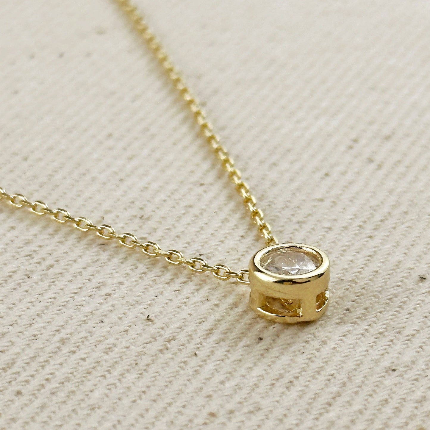 18k Gold Filled Solitaire Necklace