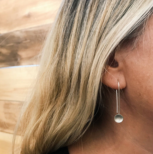 Tiny Silver Bowl Drop Earring