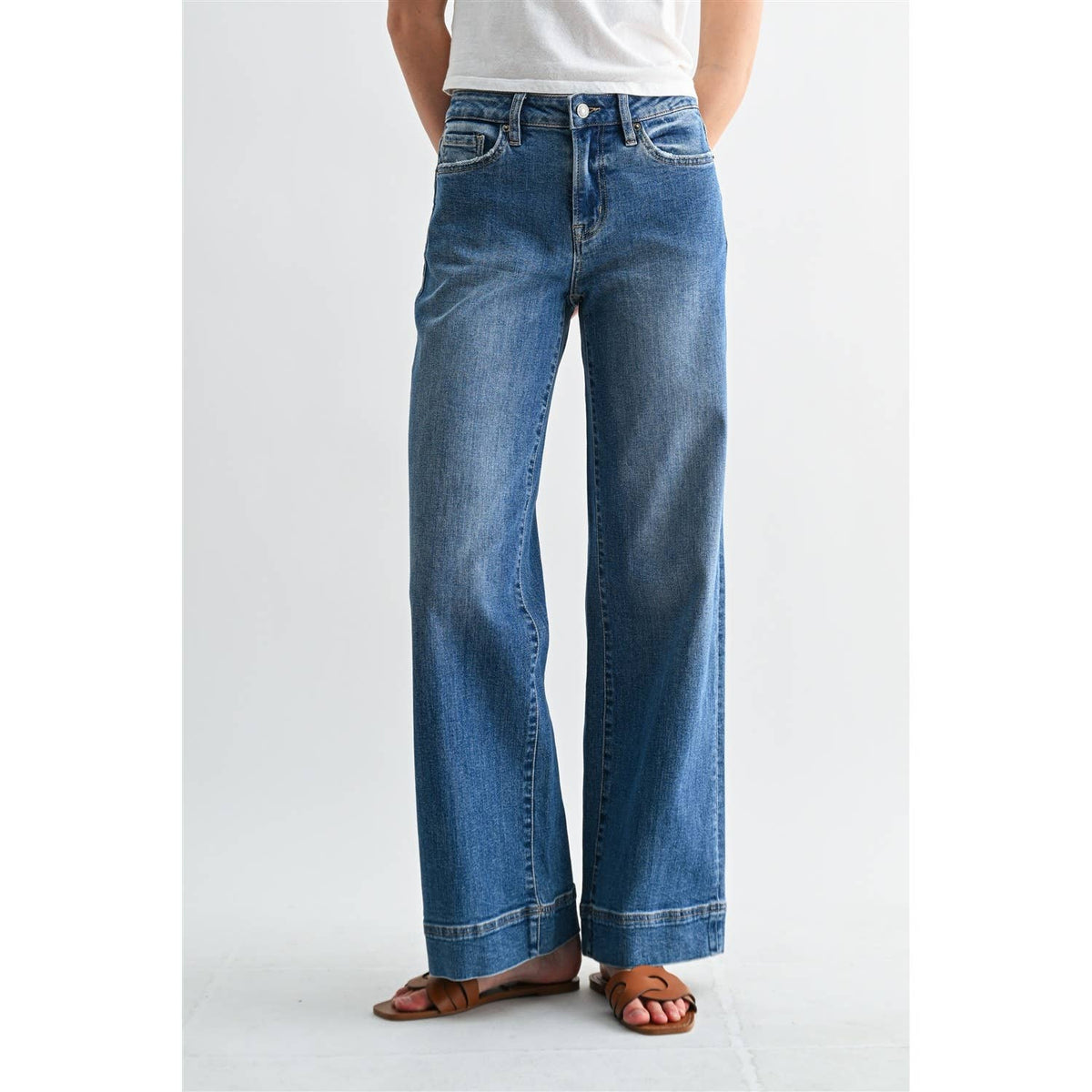 Harper Mid-Rise Trouser Hem Denim