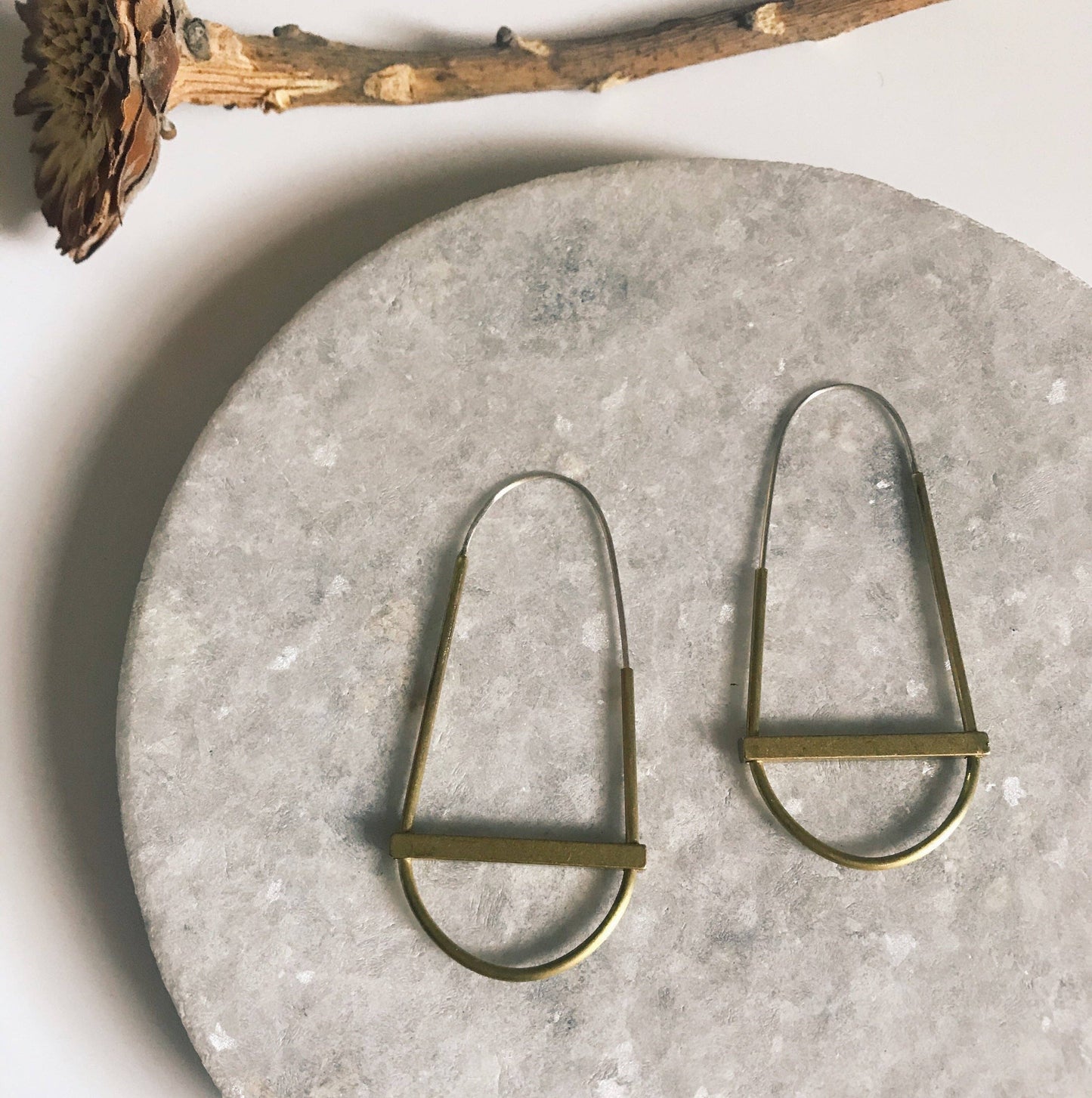 Brass Bar Hoops