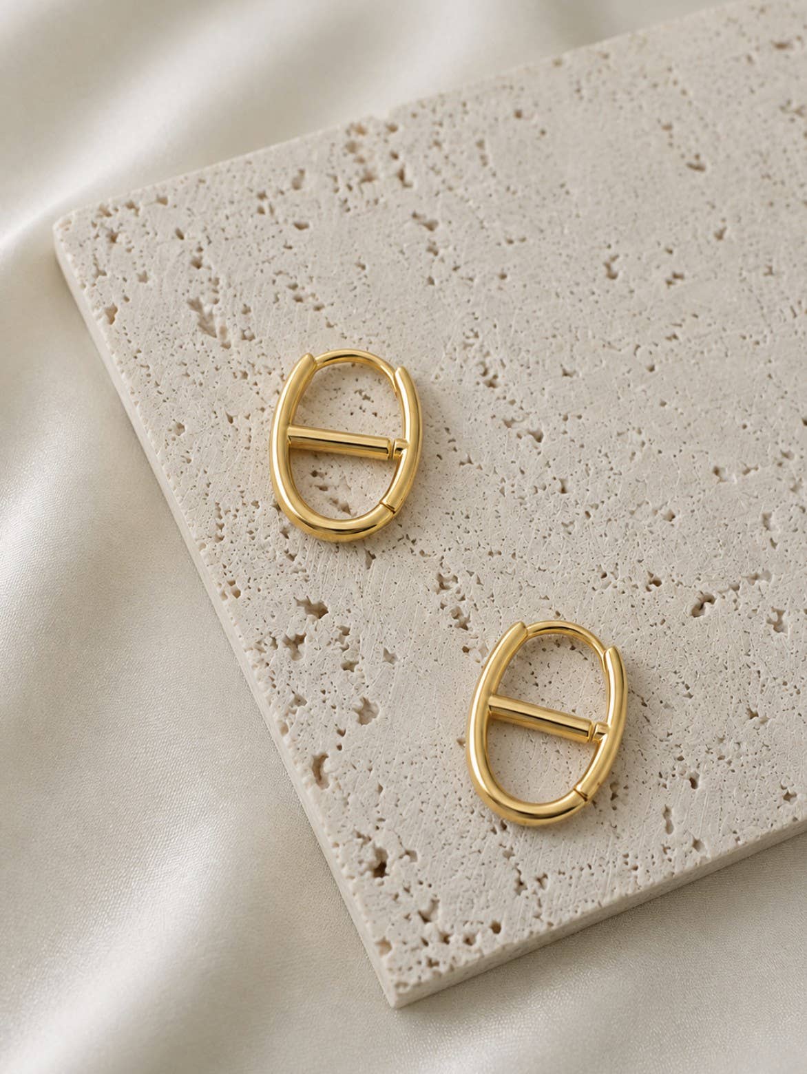 Oval Bar Hoop Earrings