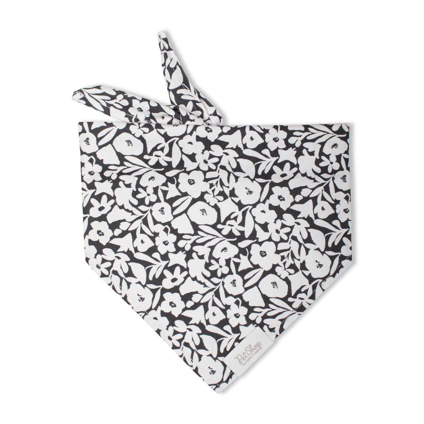 Charcoal Floral Dog Bandana M/L