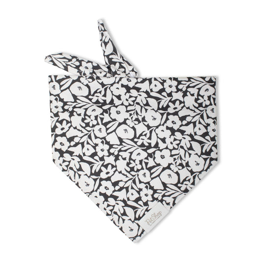Charcoal Floral Dog Bandana M/L
