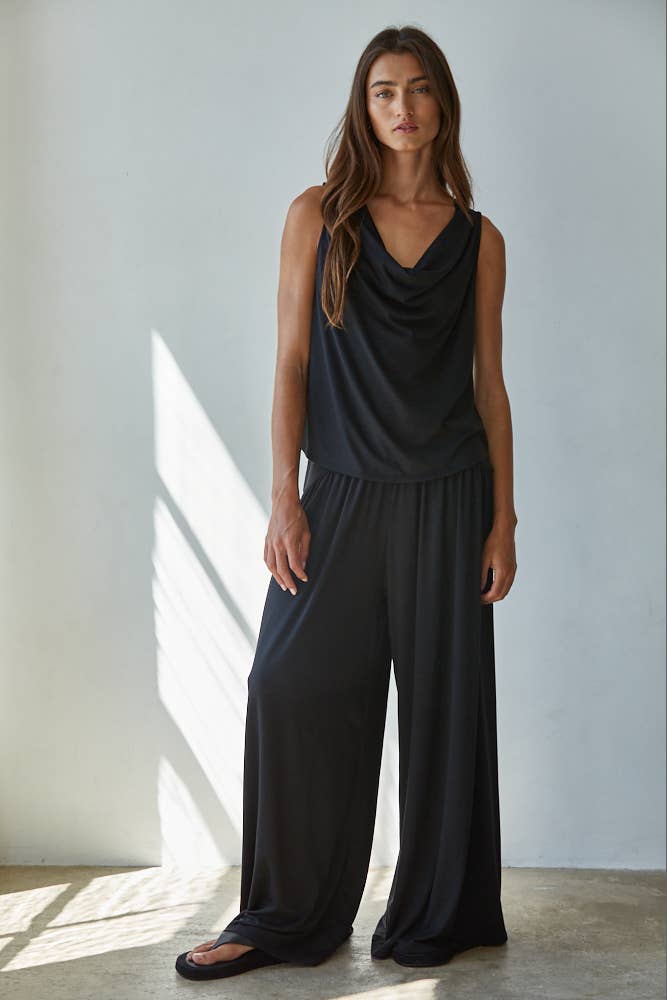 Knit Sleeveless Cowl Neck Top