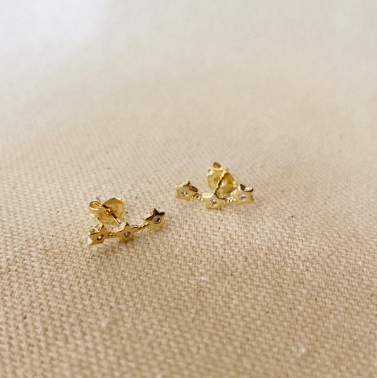 Three Stars Ear Climbers - 18k Gold Fill
