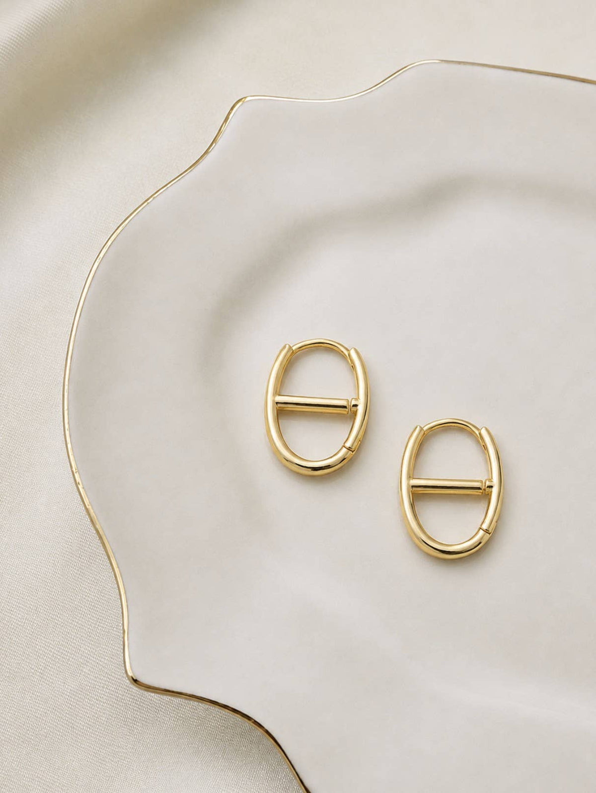 Oval Bar Hoop Earrings