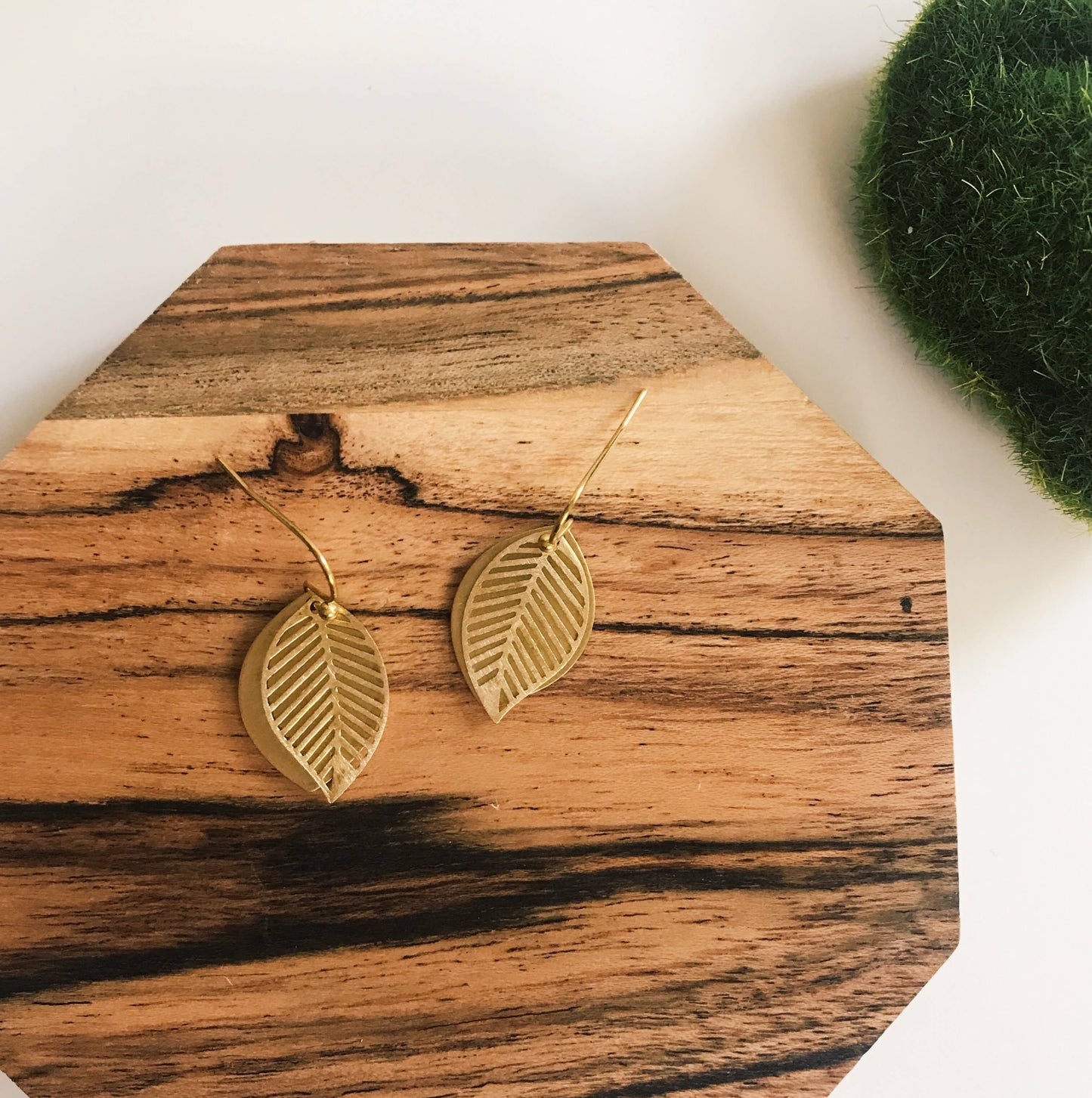 Little Brass Leaf Earrings