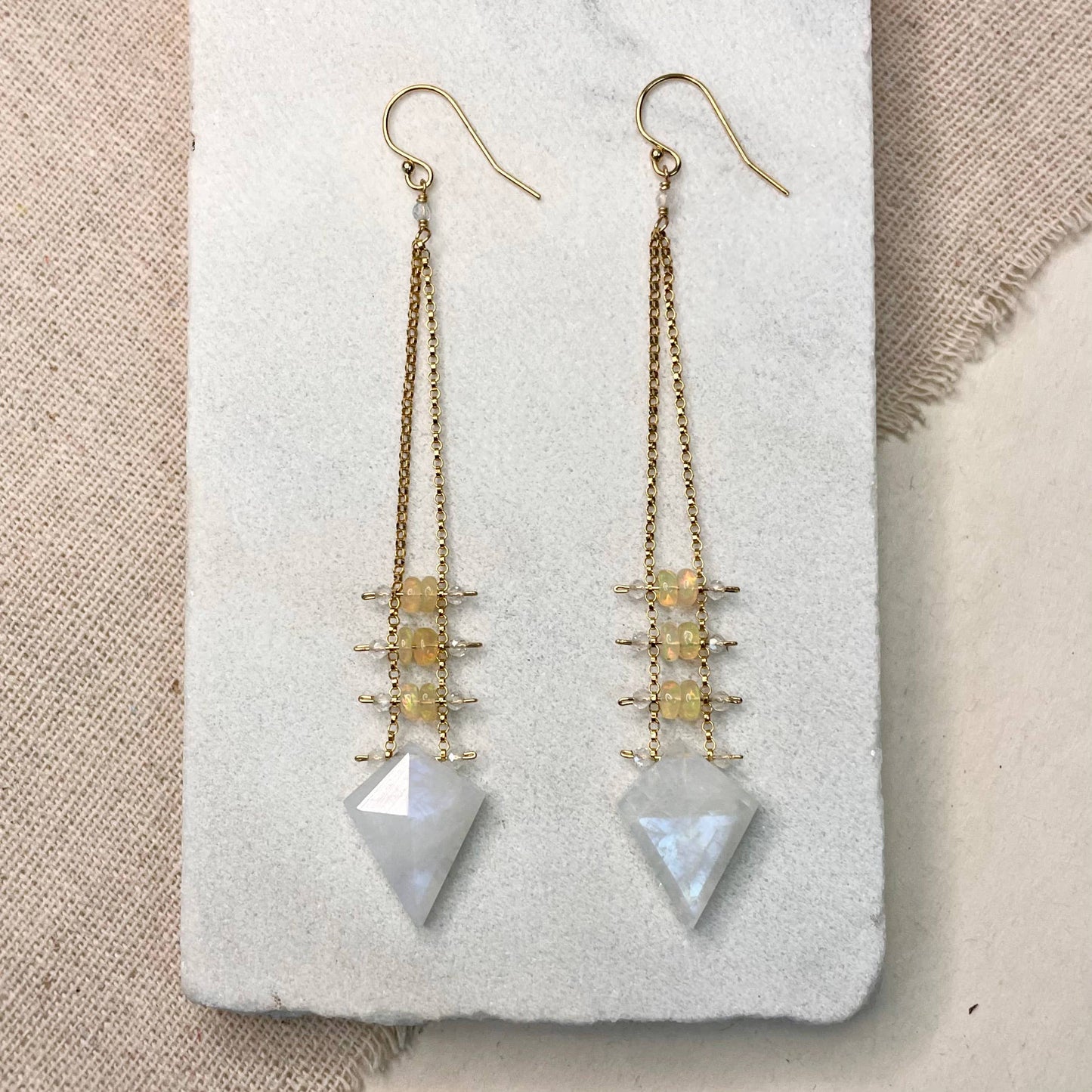 Moonstone Ladder Earrings