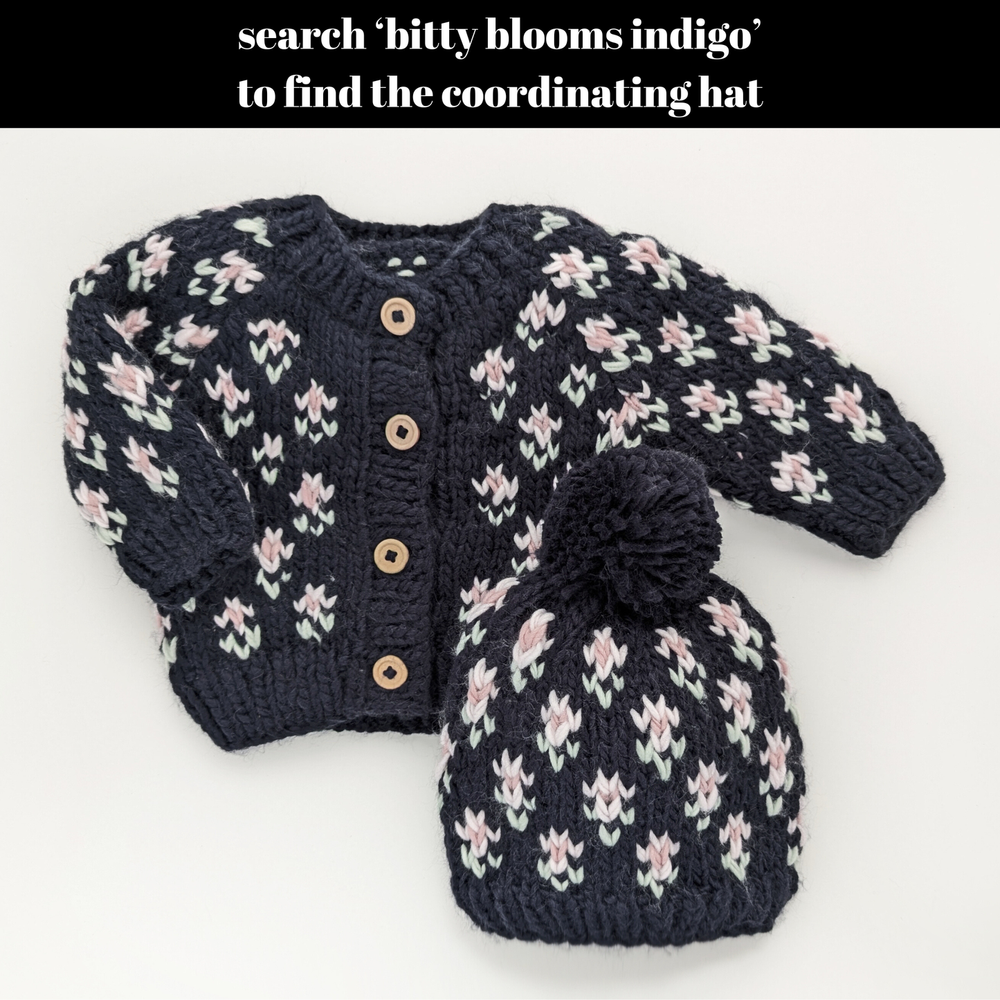 Bitty Blooms Cardigan Sweater - Indigo
