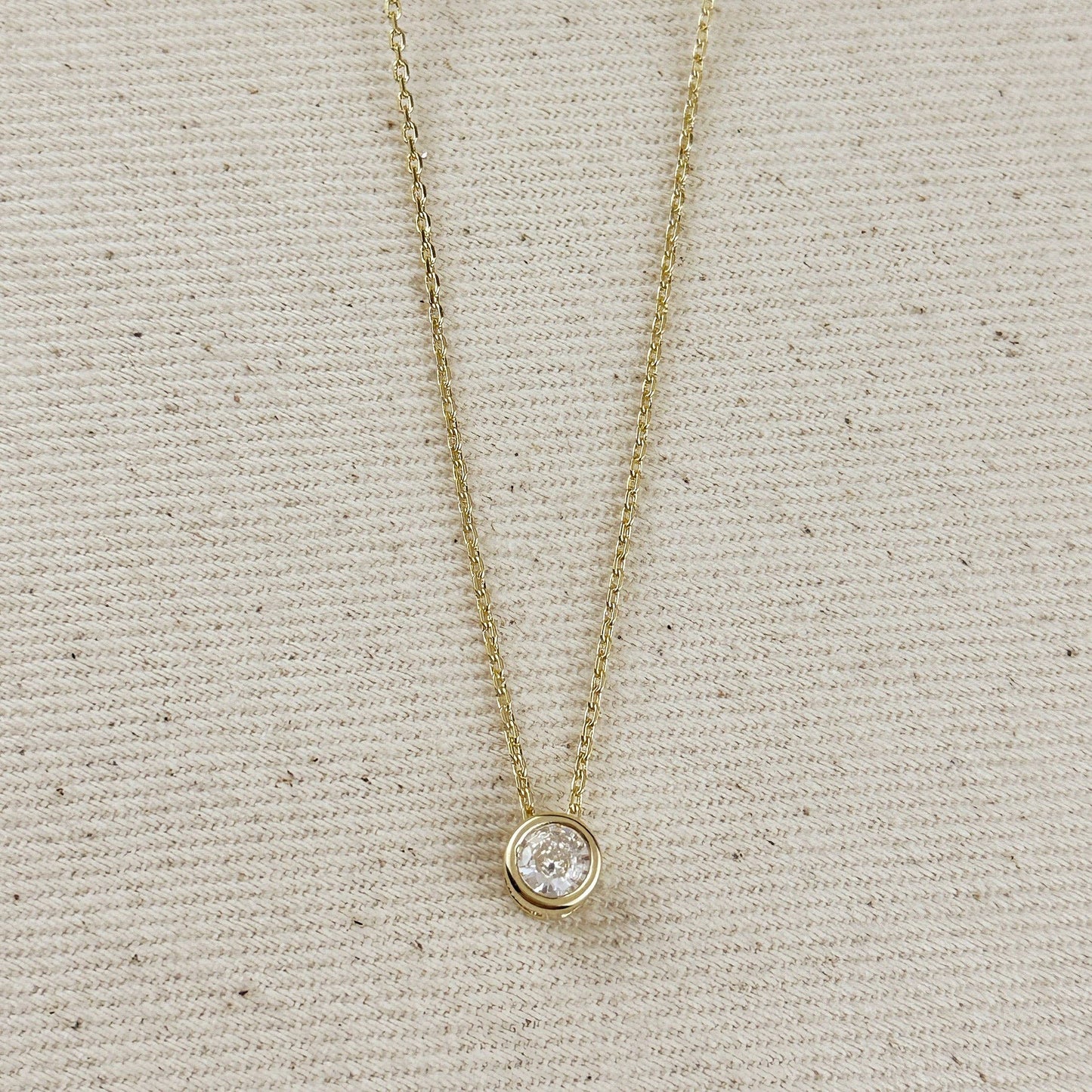 18k Gold Filled Solitaire Necklace