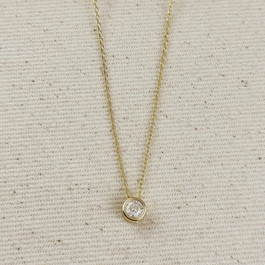 18k Gold Filled Solitaire Necklace
