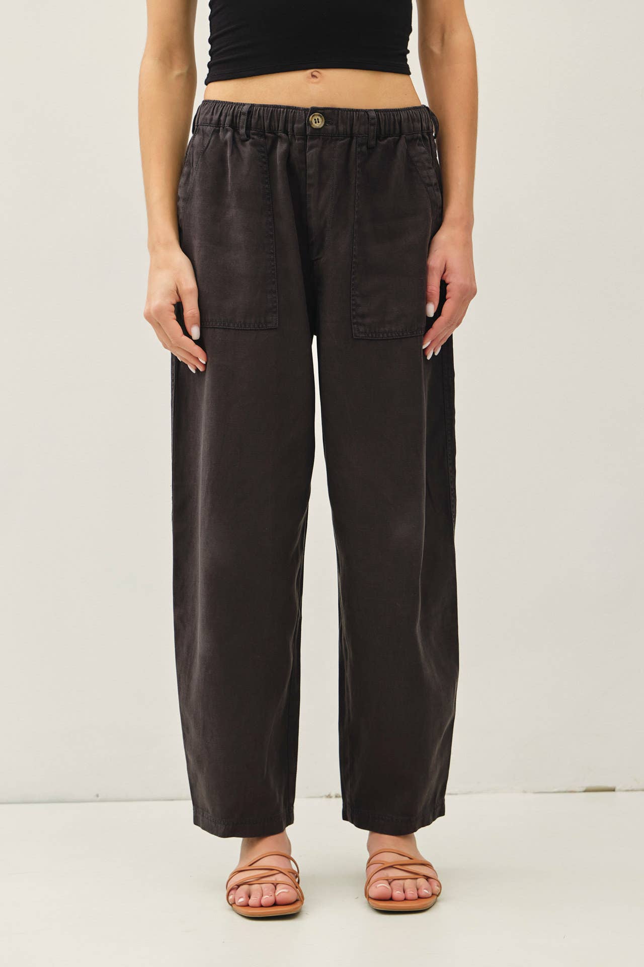Vanya Linen Blend Barrel Pants