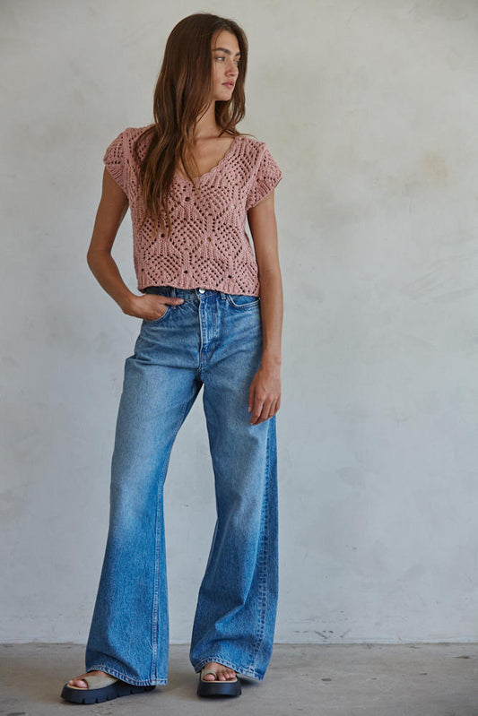 Kendra Crochet Knit Top