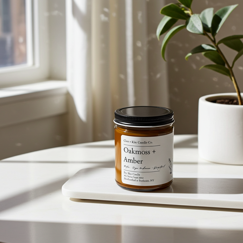 Cleo + Kin Candle Oakmoss + Amber