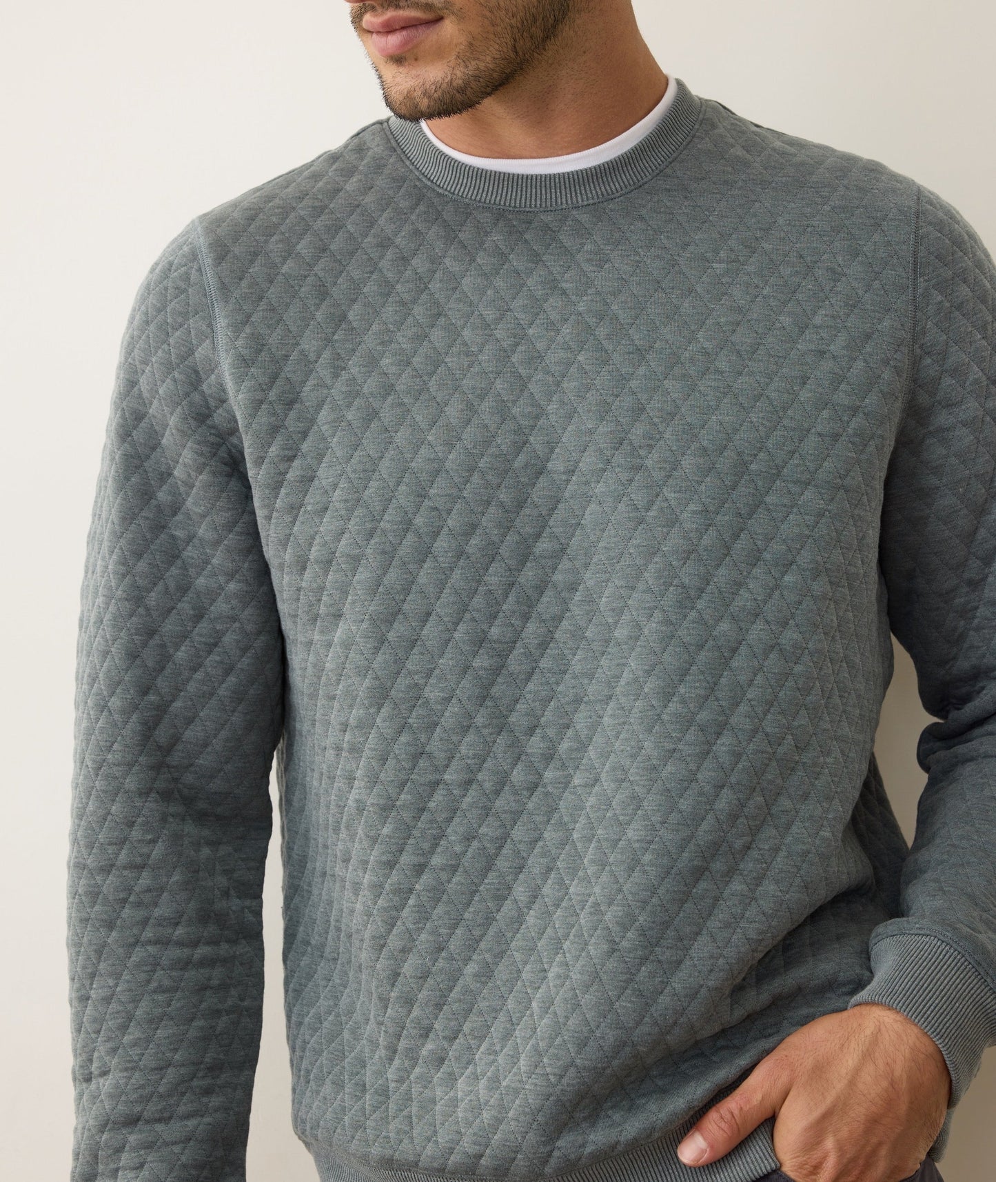 Jordan Corbet Quilted Crewneck - Dusty Pine