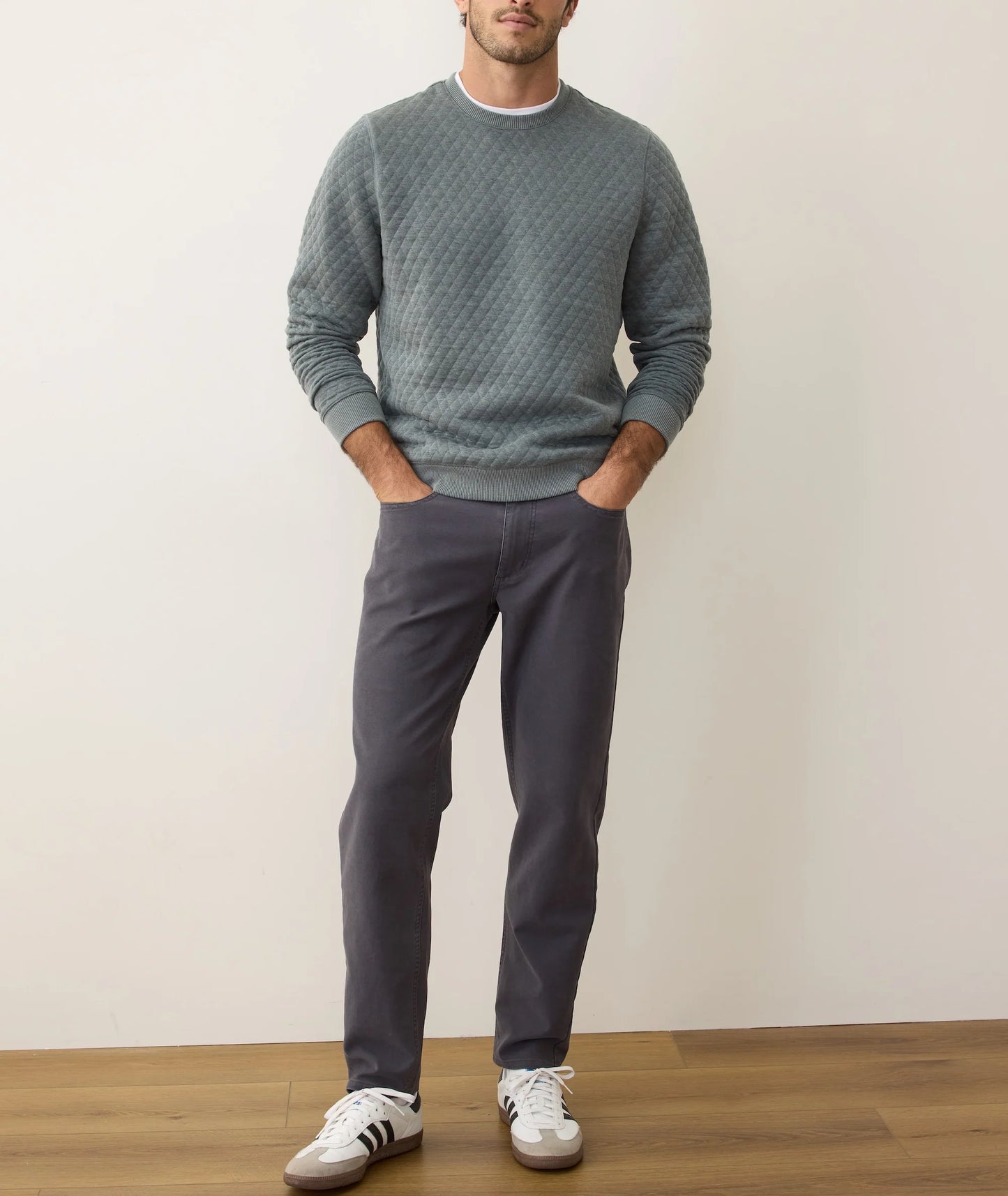 Jordan Corbet Quilted Crewneck - Dusty Pine