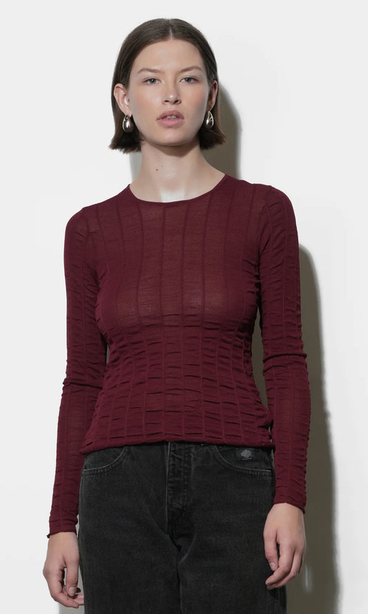 Freya Sheer Textured Mesh Long Sleeve Top
