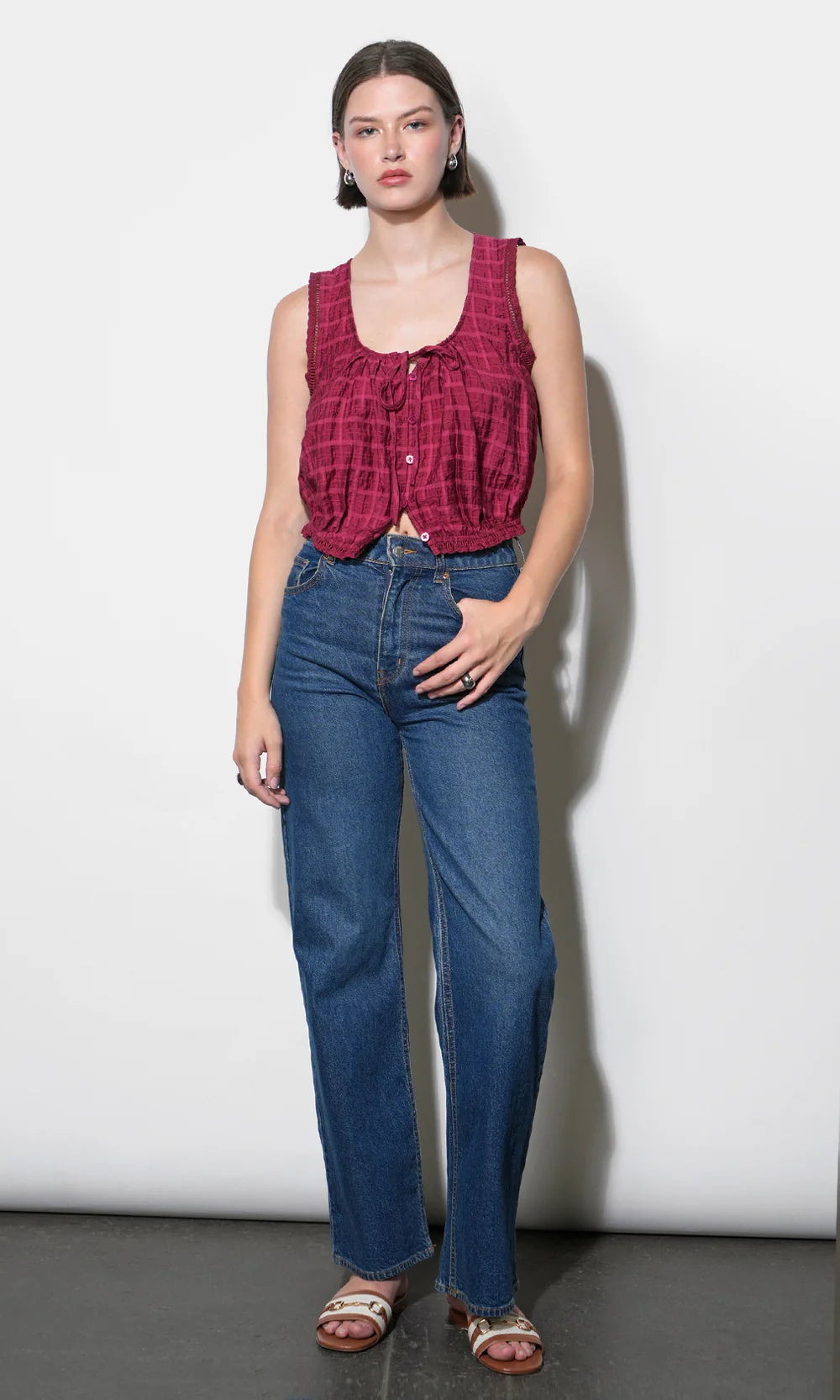 Clara Textured Eyelet Top