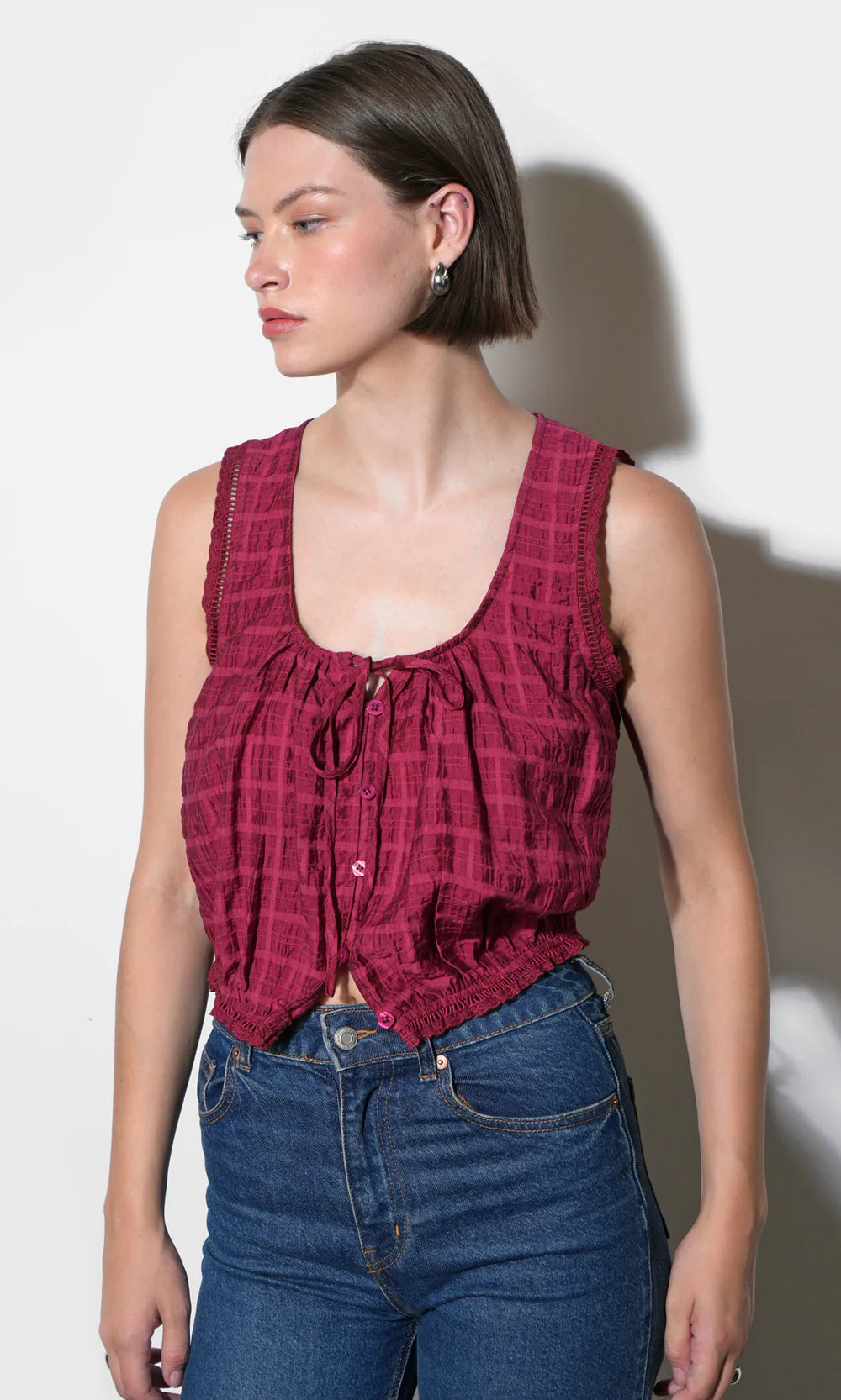 Clara Textured Eyelet Top