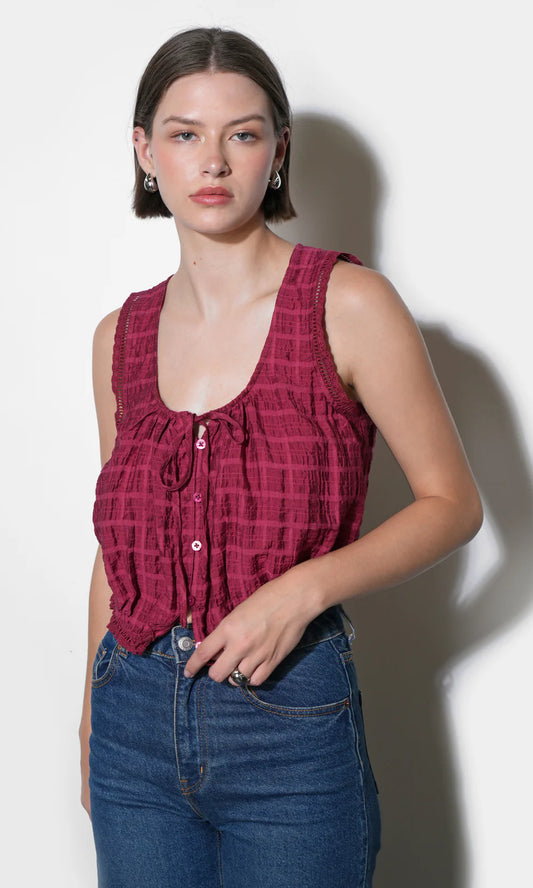 Clara Textured Eyelet Top