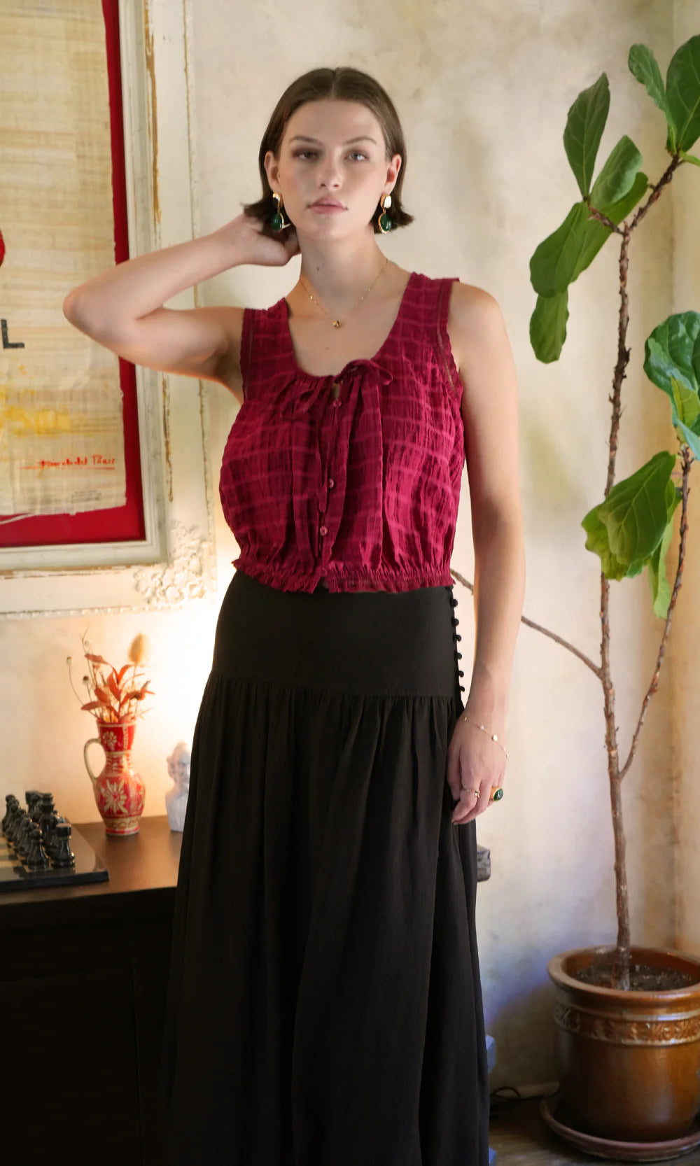 Clara Textured Eyelet Top