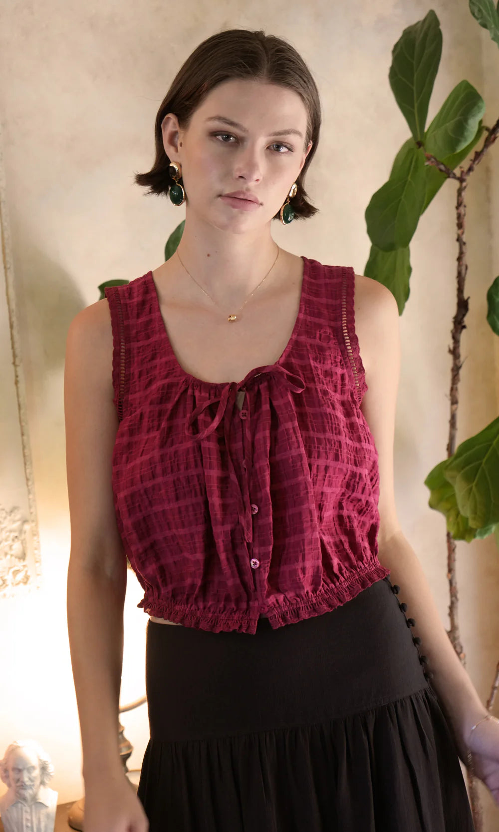 Clara Textured Eyelet Top