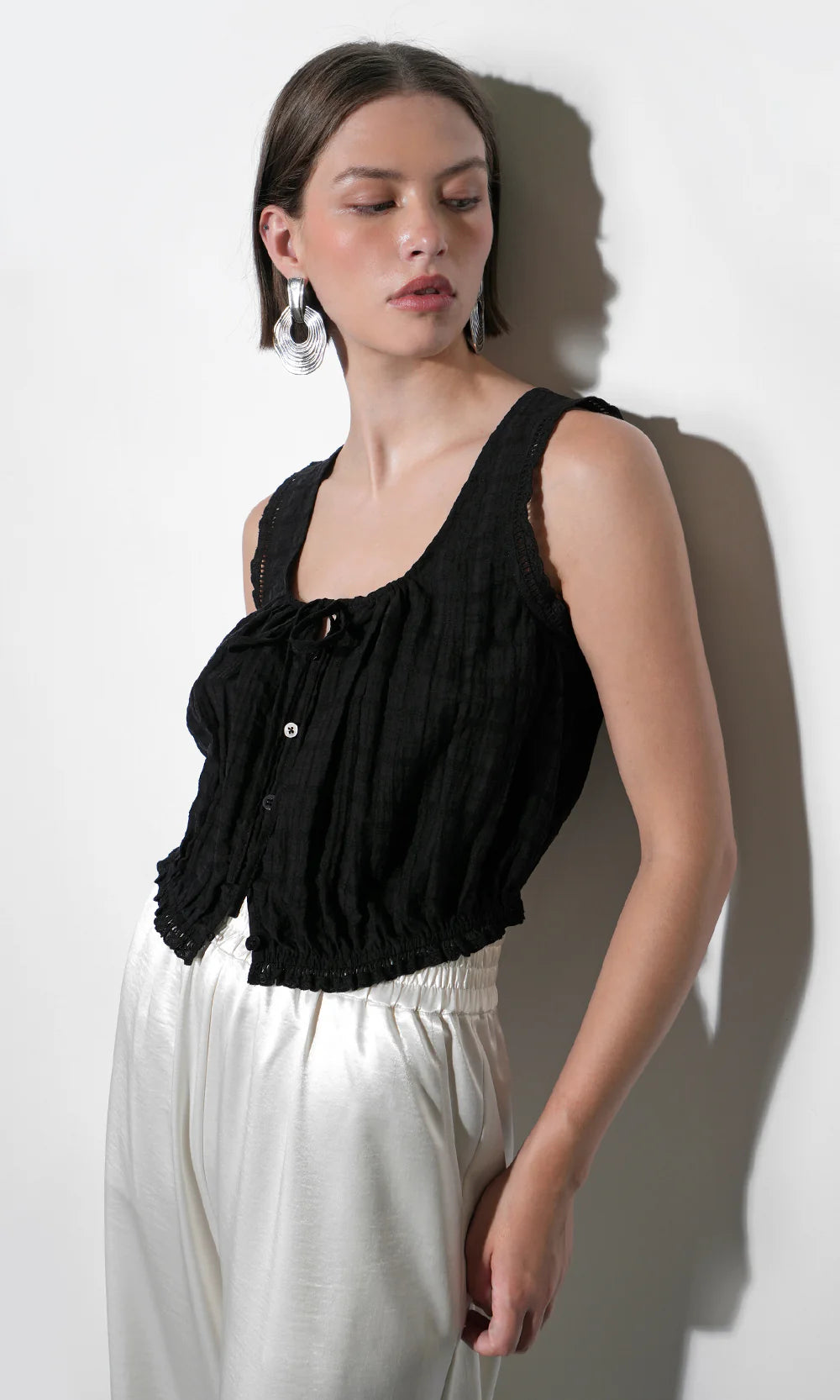 Clara Textured Eyelet Top