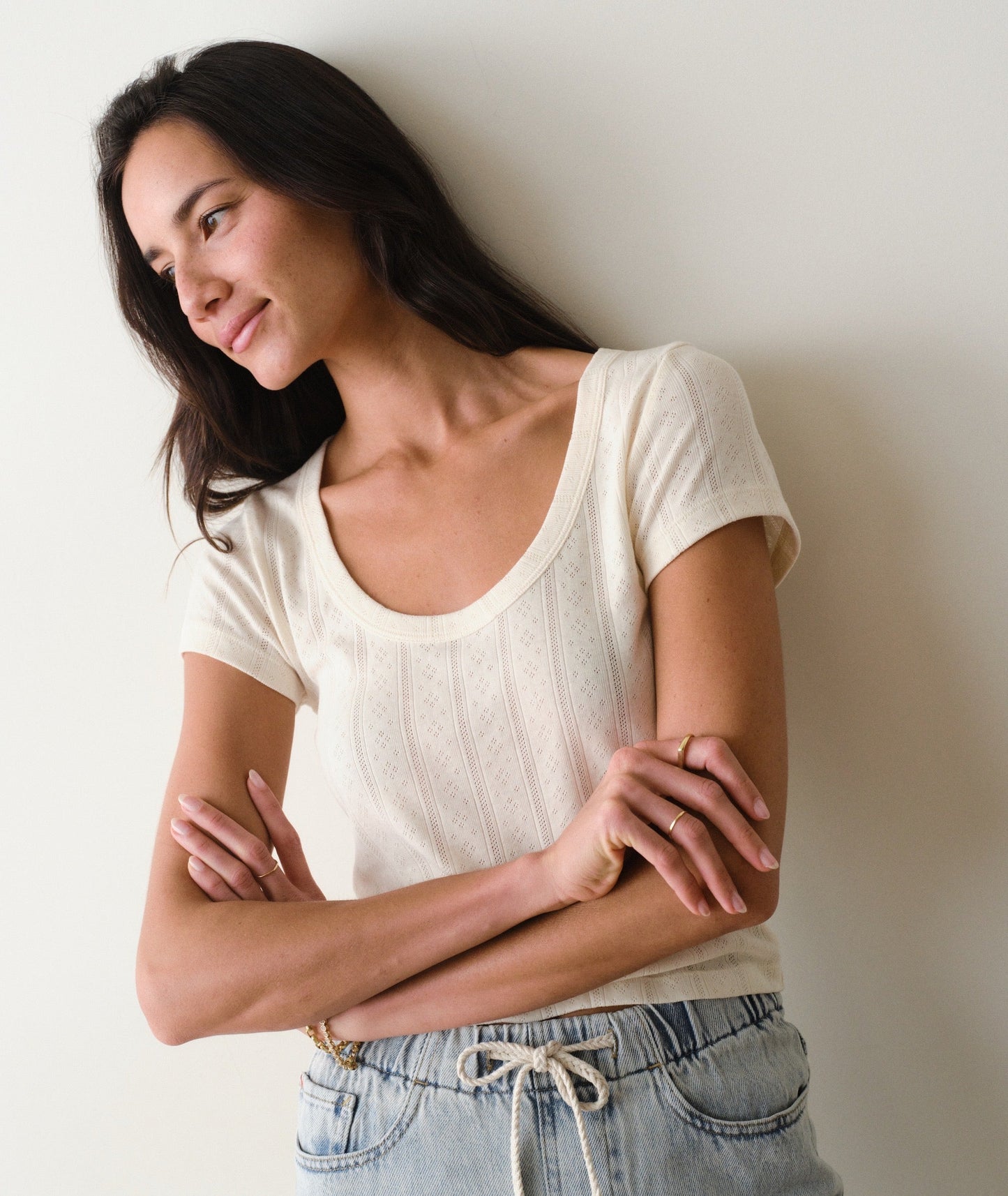 Lexi Pointelle Scoop Tee