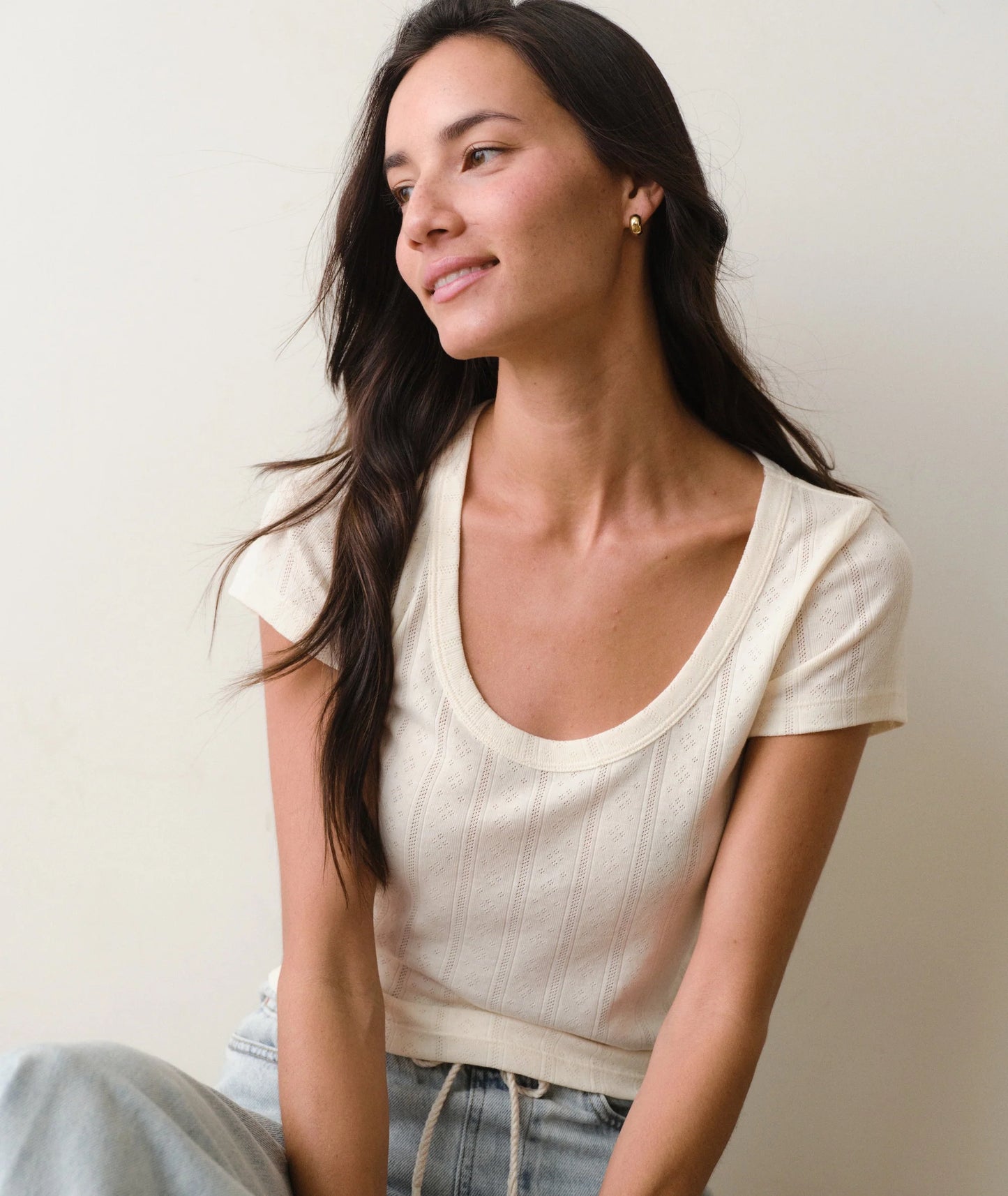 Lexi Pointelle Scoop Tee