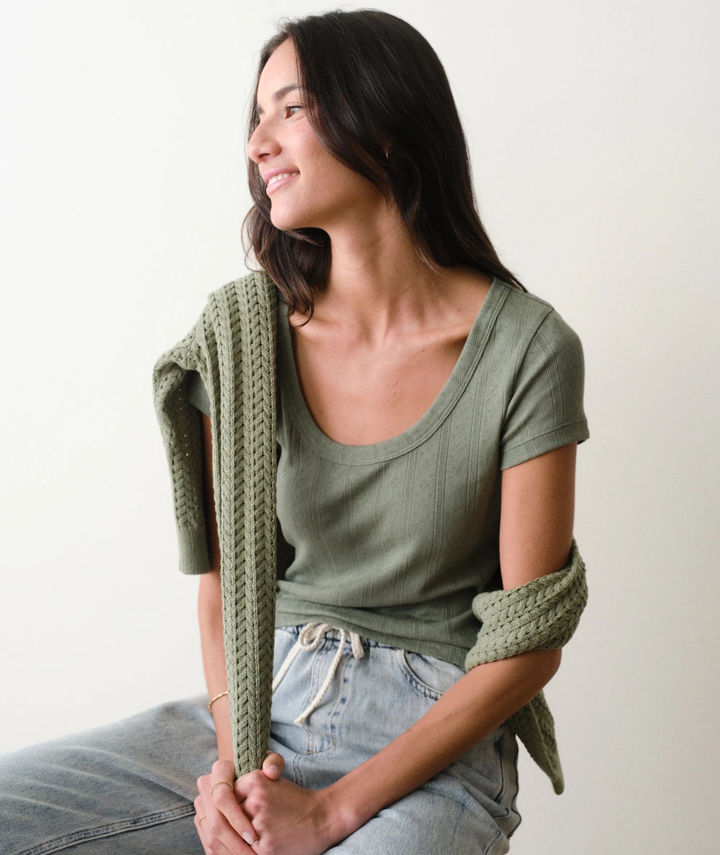 Lexi Pointelle Scoop Tee