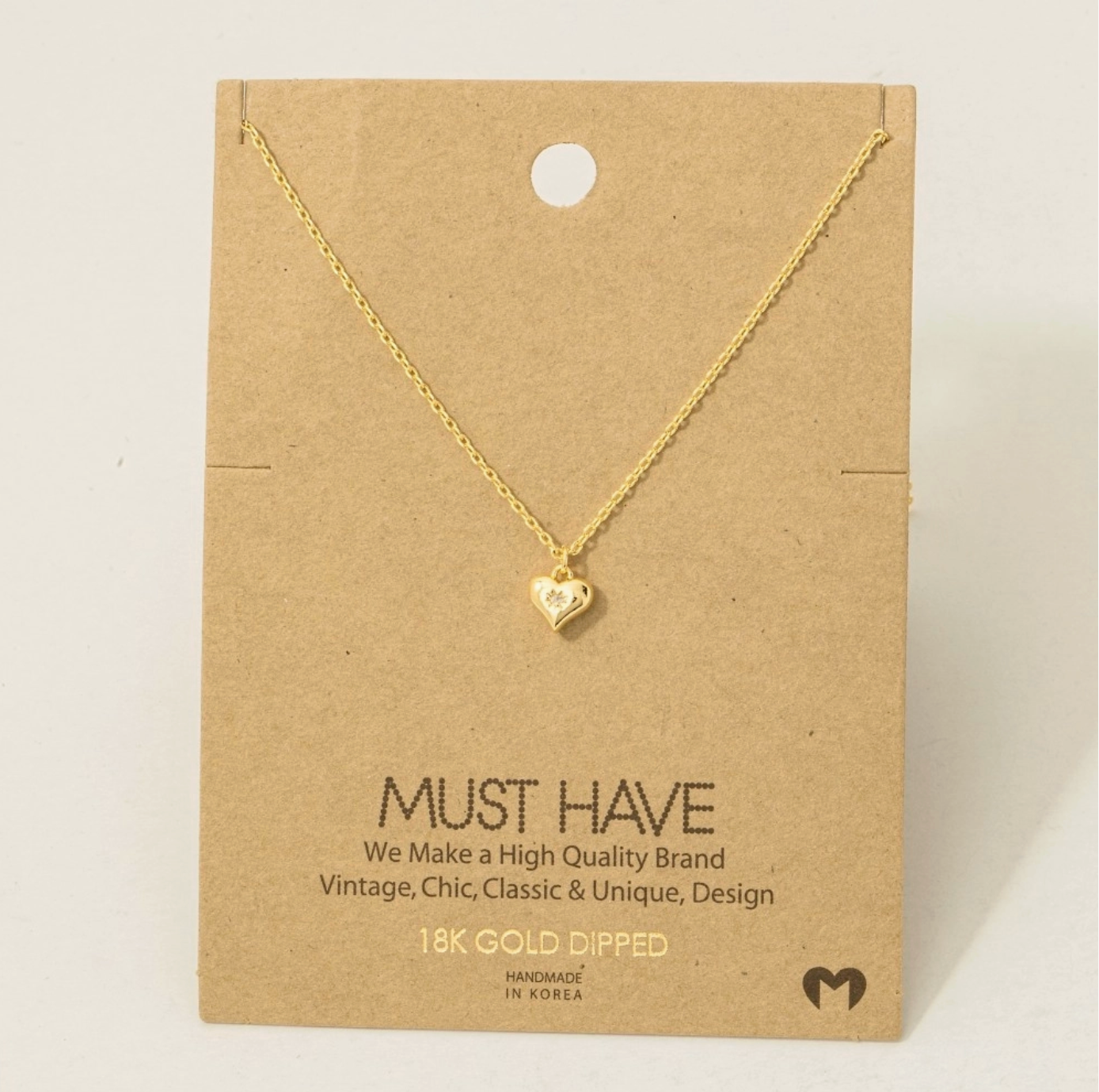 Gold Dipped Mini Heart Pendant Necklace