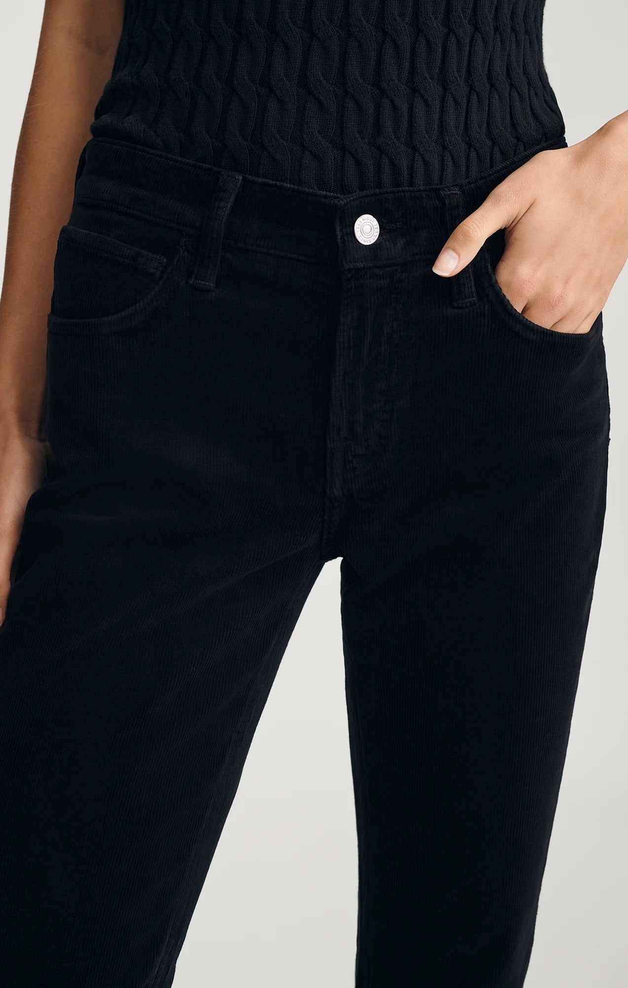 Molly Bootcut Pants Mid Rise Black Cord