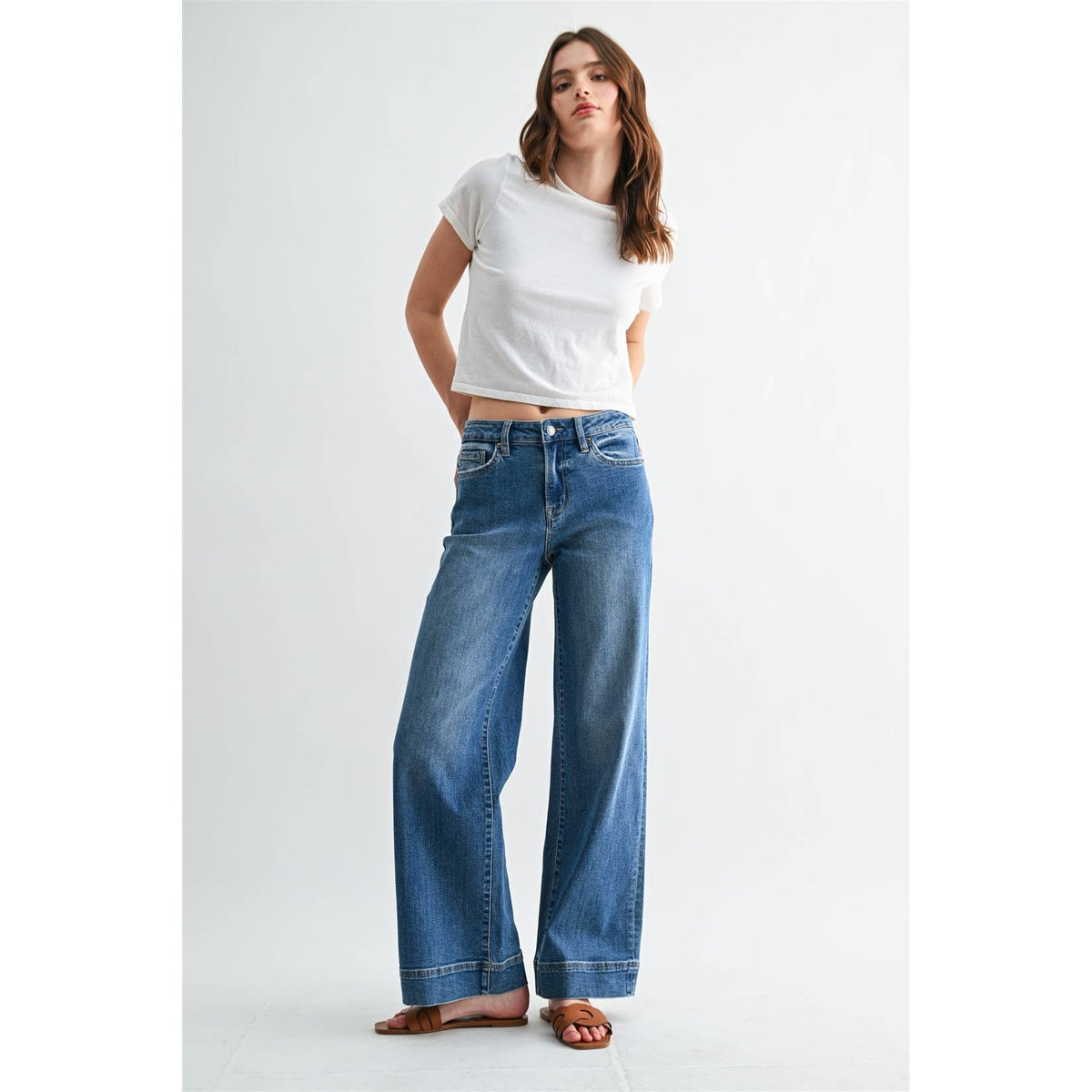 Harper Mid-Rise Trouser Hem Denim