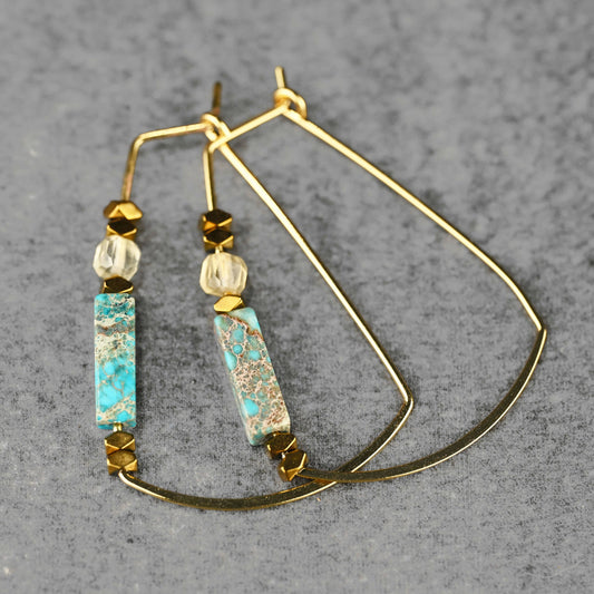 Modern Trapezoid Wire Semi Precious Combinations