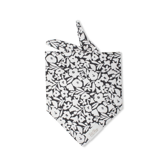 Charcoal Floral Dog Bandana Xs/S