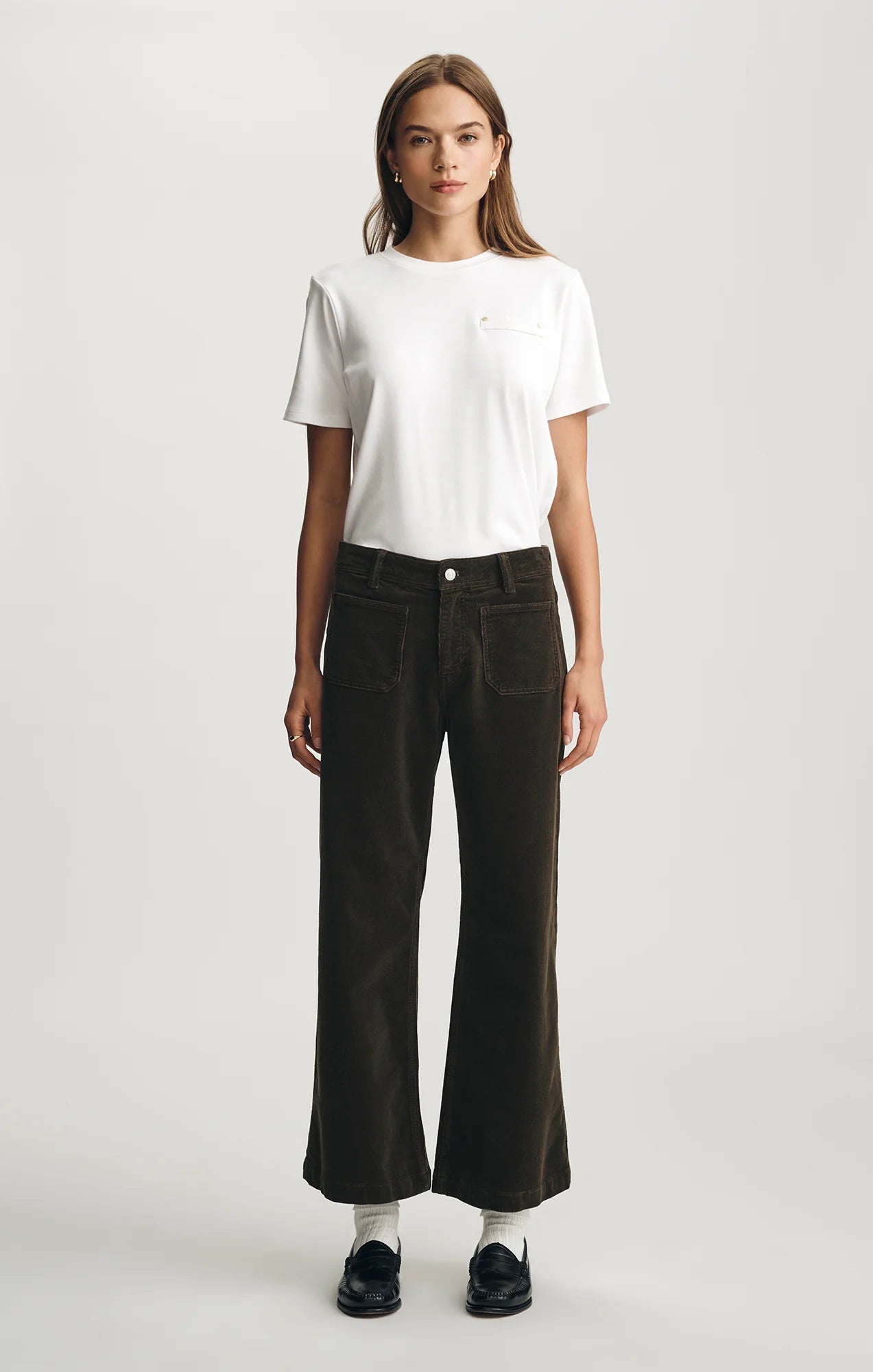 Paloma Marine Wide Leg Pants High Rise Dollar Bill Cord