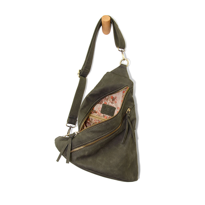 Peyton Double Zip Convertible Backpack Olive