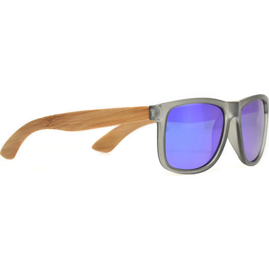 Square Bamboo Wood Sunglasses with Blue Polarized Lenses