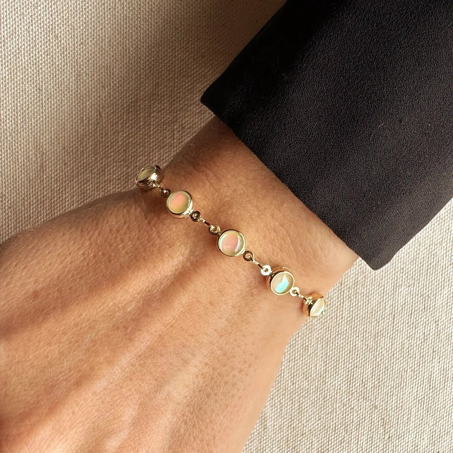 18k Gold Filled Bracelet - Round Opal