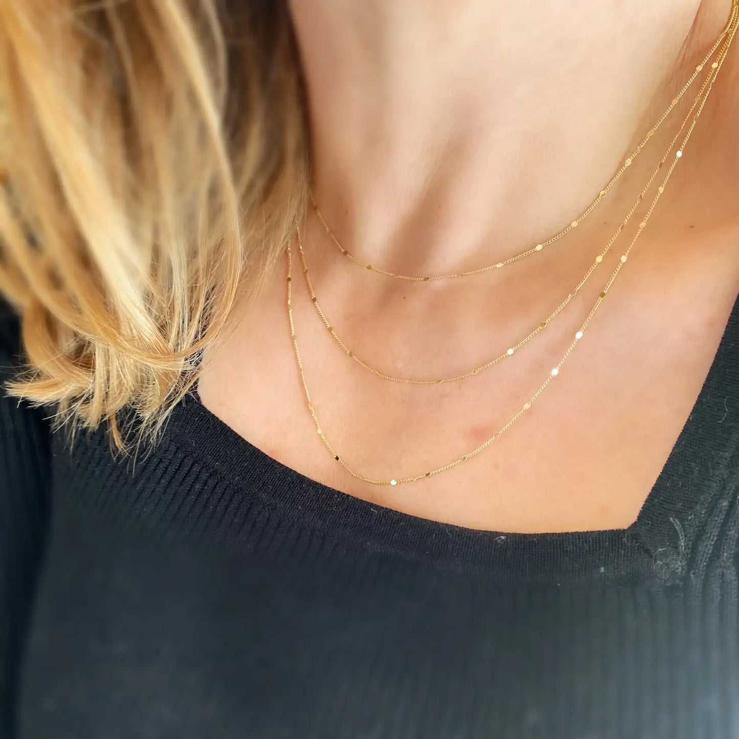 18k Gold Filled Necklace -  Pressed Curb
