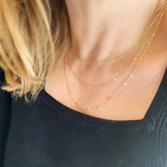 18k Gold Filled Necklace -  Pressed Curb