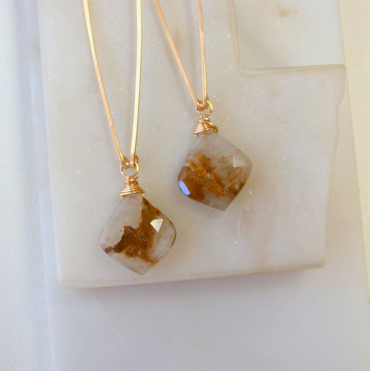 Rutilated Quartz Earrings - 14k GF
